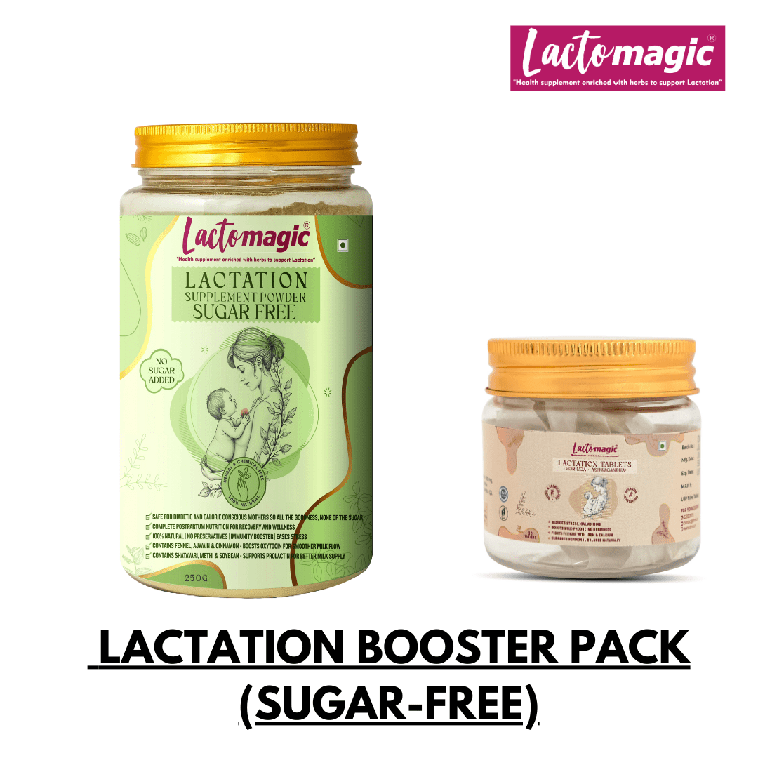 Lactomagic™ Combo Pack – Lactation Supplement Powder (500 gm) + Lactation Tablets (Moringa & Ashwagandha)