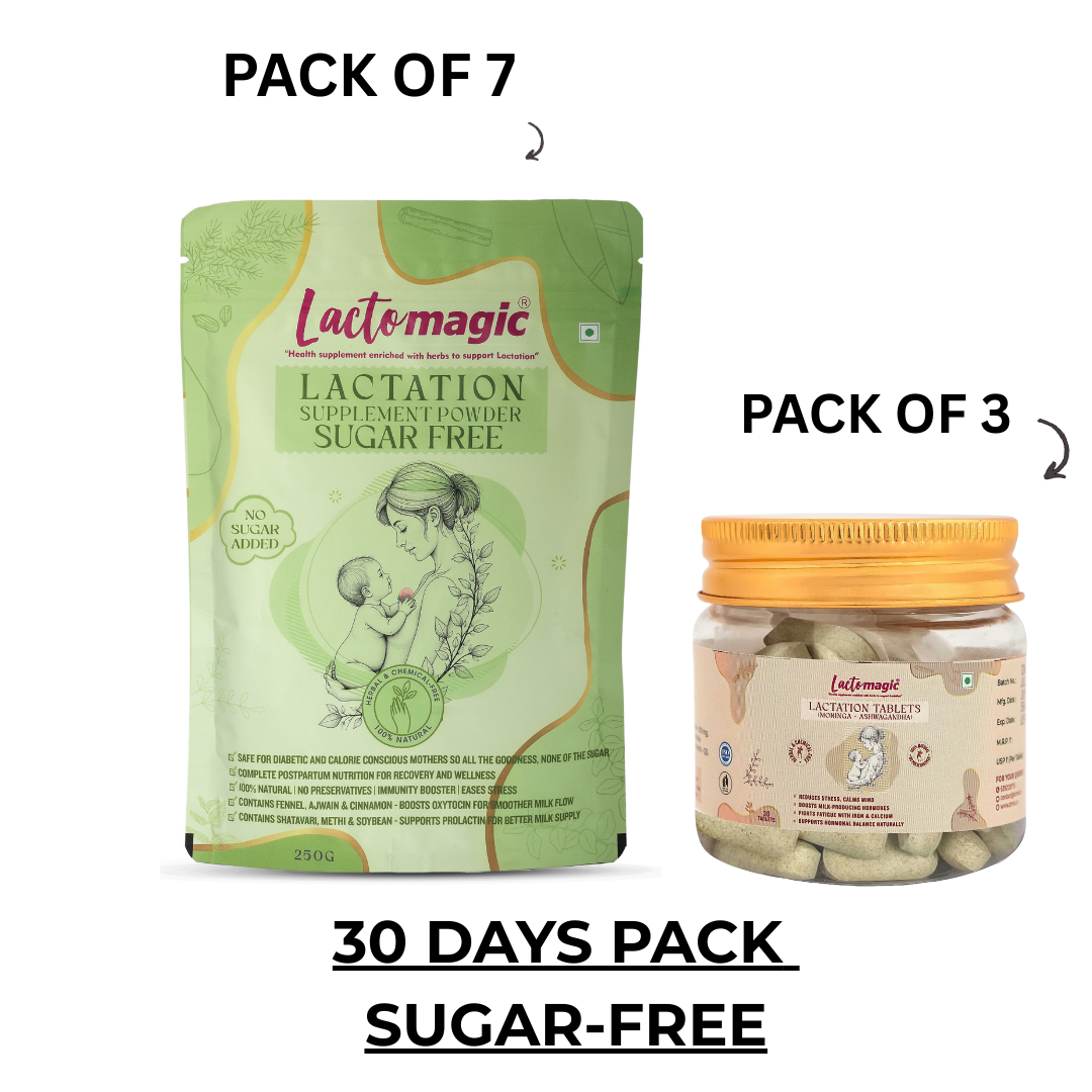 30 Days Lactomagic Combo with Lactomagic Powder and Tablets: Complete Lactation Support for New Moms (WITHOUT OIL)