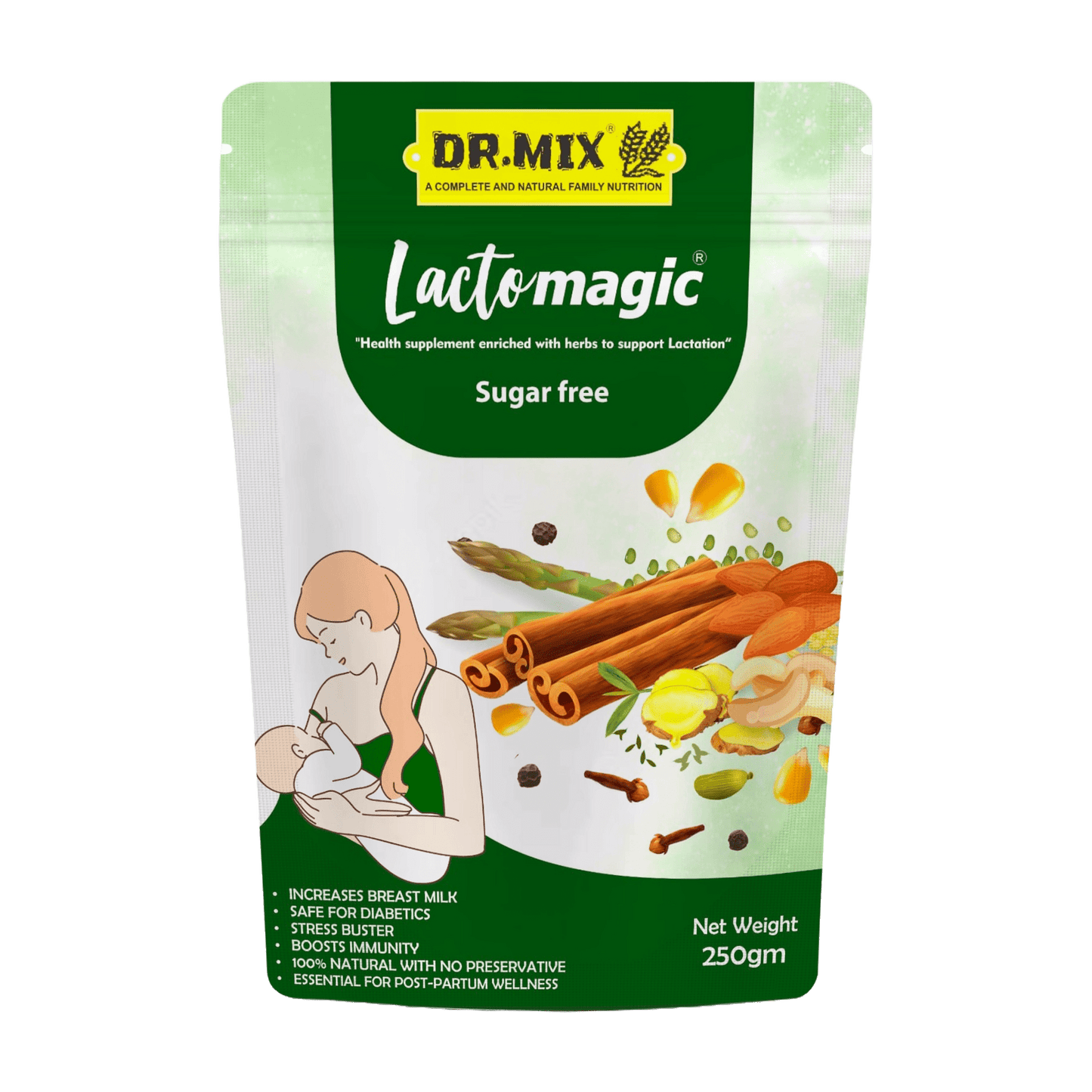 Lactomagic™ Lactation Supplement Powder Refill Pack – 250 gm (Regular & Sugar-free) for Breastfeeding Mothers