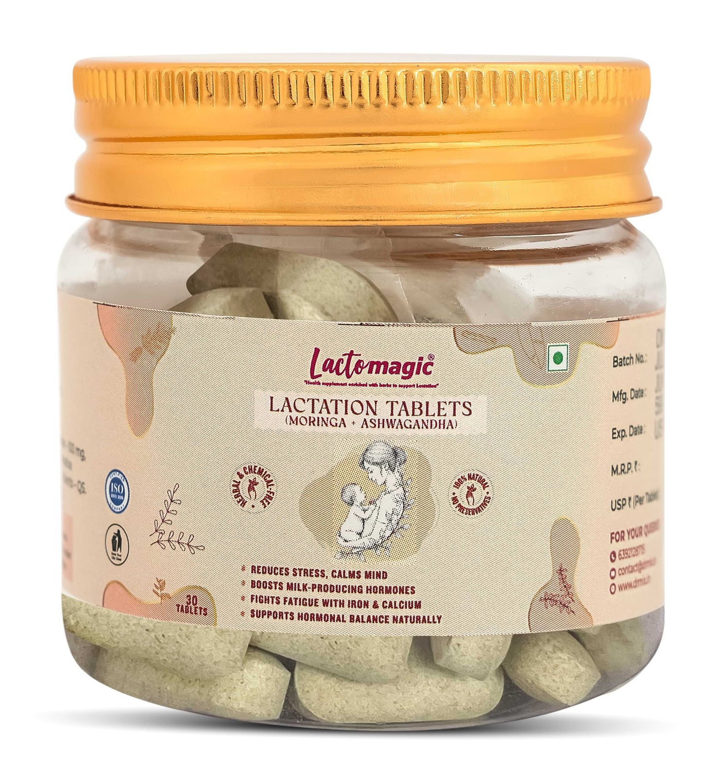 Lactomagic™ Lactation Support Tablets – Moringa (500 mg) + Ashwagandha (100 mg)