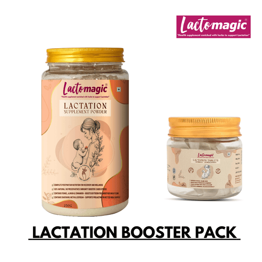 Lactomagic™ Combo Pack – Lactation Supplement Powder (500 gm) + Lactation Tablets (Moringa & Ashwagandha)