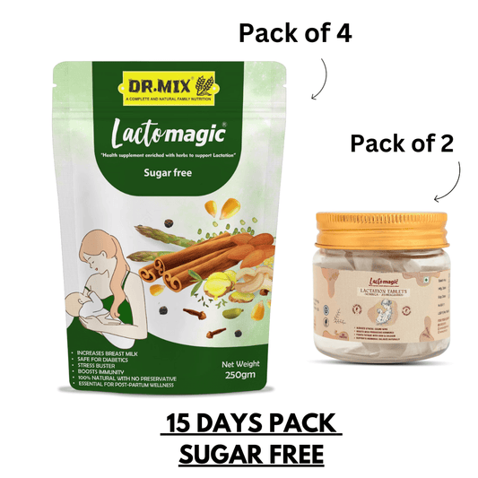 15 Days Lactomagic Combo: Complete Lactation Support for New Moms with Lactomagic Powder and Tablets (WITHOUT OIL)