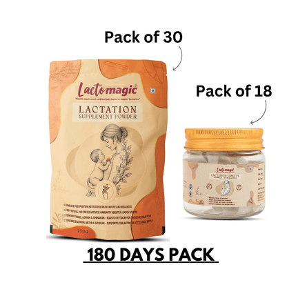 180 Days Lactomagic Combo: Complete Lactation Support for New Moms (WITHOUT OIL)