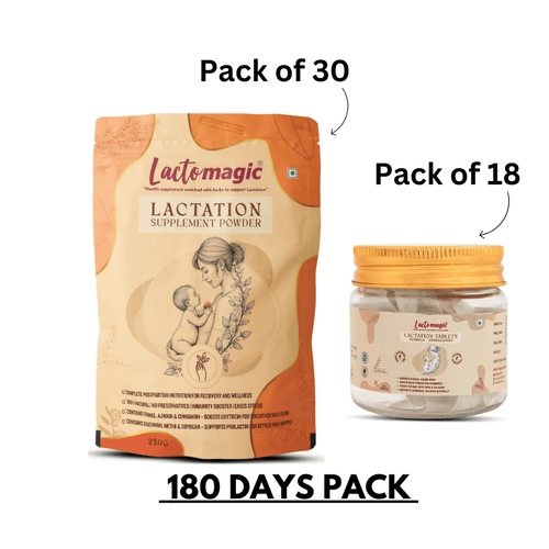 180 Days Lactomagic Combo: Complete Lactation Support for New Moms (WITHOUT OIL)