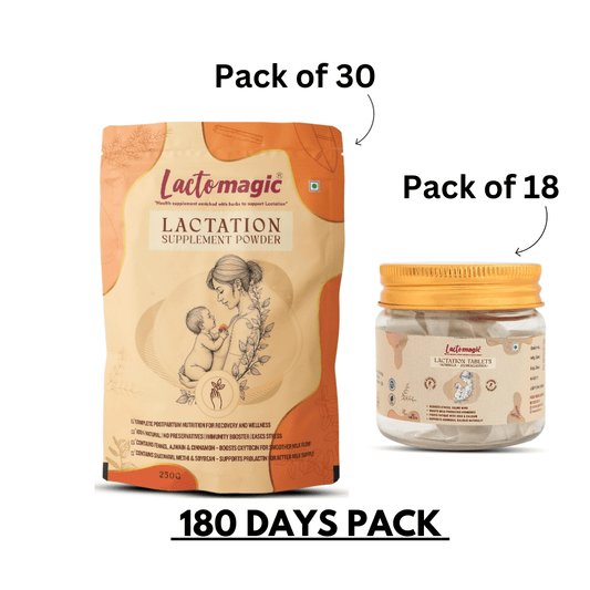 180 Days Lactomagic Combo: Complete Lactation Support for New Moms (WITHOUT OIL)