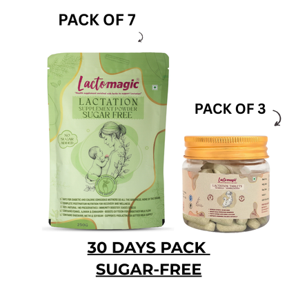 30 Days Lactomagic Combo with Lactomagic Powder and Tablets: Complete Lactation Support for New Moms (WITHOUT OIL)