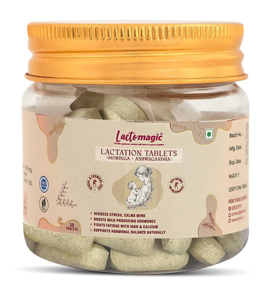 Lactomagic™ Lactation Support Tablets – Moringa (500 mg) + Ashwagandha (100 mg)